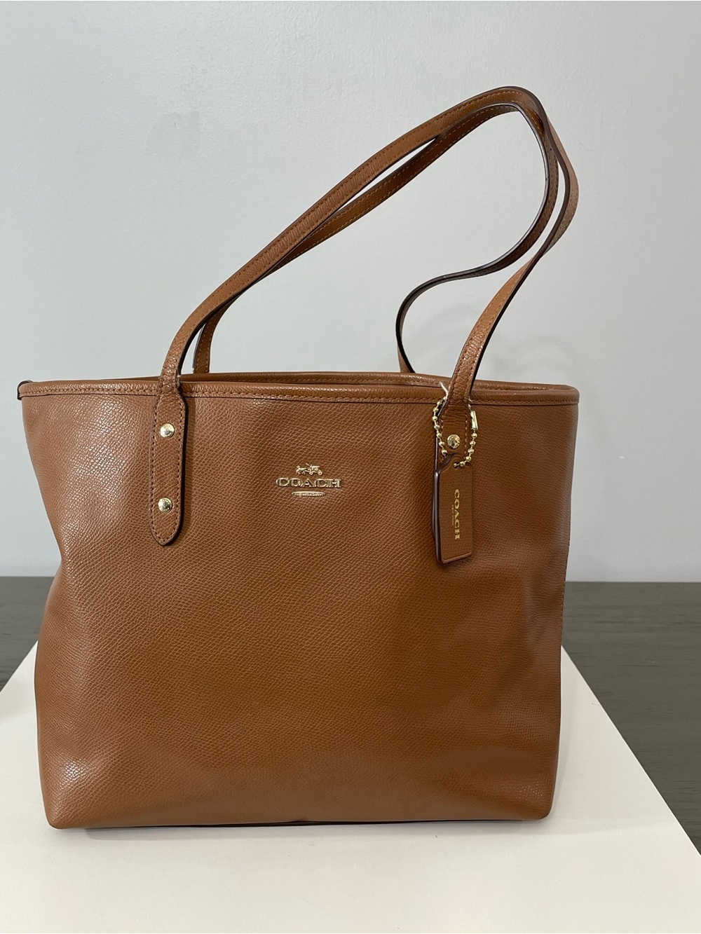 Coach Brown Leather Tote with Gold Hardware